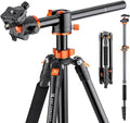 K&F CONCEPT 73 inch /186cm Camera Tripod,Transverse Center Column Aluminium DSLR Tripod with 360 Degree Ball Head 10kg Load Capacity,Quick Release Plate,Detachable Monopod T255A3+BH-28L by KFCONCEPT
