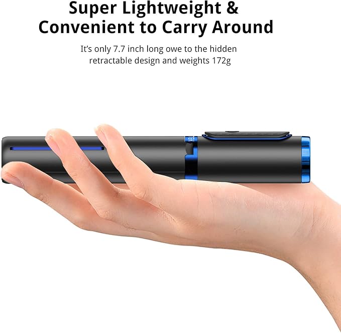 ATUMTEK Selfie Stick Tripod, 3-in-1 Extendable Aluminum Phone Tripod with Detachable Bluetooth Remote, Compatible with iPhone 17/16/15/14/13/12/11/11 Pro/XS Max/XR and Samsung Smartphones, Blue - Image 5