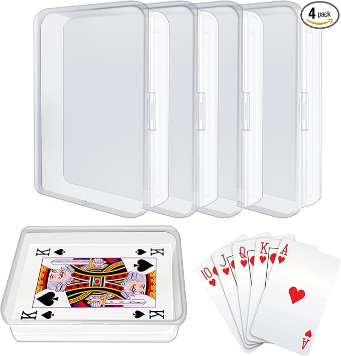 IOKUKI 4 Pcs Blank Playing Card Cases, Clear Plastic Deck Box Holders for Game Cards & More by IOKUKI