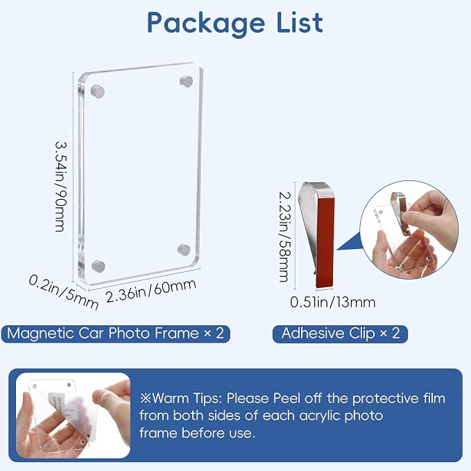 PIFOOG 2 Pack Car Visor Picture Holder for Mom Mother's Day Clip Photo Frame Magnetic Acrylic Personalized Valentines Day Gifts Automotive Decorations Cute Wallet Size Photos 2.4 × 3.5 inch - Image 8