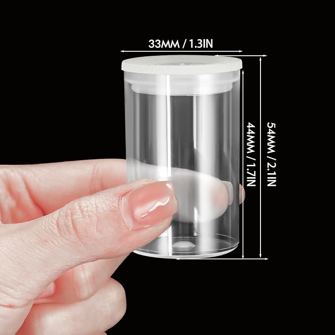 JOVITEC 100 Pcs Plastic Film Canister Holder 35 mm Empty Camera Reel Containers Storage Containers Case with Lids for Small Accessories Fish Hook Film Beads (Clear) - Image 3