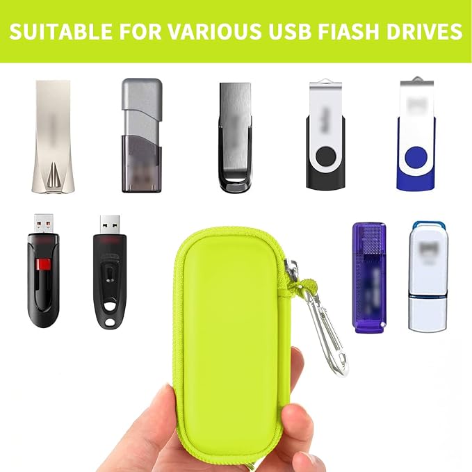 USB Flash Drive Case, SD Card/Thumb Drive/Memory Cards Holder, Bag Only | SDXC/SDHC Storage, Electronic Accessories Organizer for SanDisk / for Samsung, for Students/IT/Office/School/Travel, Green - Image 2