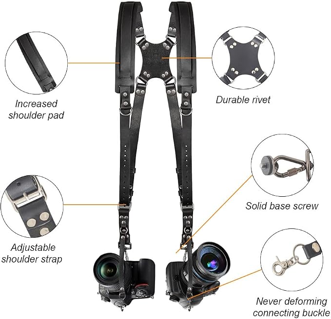 Kasla Leather Dual Camera Strap for Two DSLR/SLR Cameras - Image 2