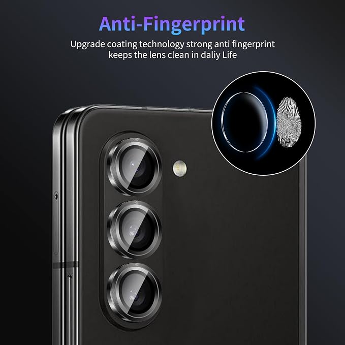 Camera Lens Protector for Samsung Galaxy Z Fold 5,1 Pack | Tempered Metal Glass Camera Cover Film,HD Clear,Anti-Scratch Lens Screen Protector Film,Case Friendly,Black Titanium - Image 6