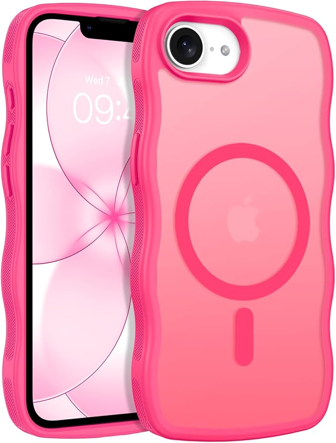 BENTOBEN Magnetic for iPhone 17e Case,Cute Wavy Frame [Compatible with MagSafe] Translucent Matte Anti-Slip Bumper Women Girls Boys Men Shockproof Drop Protective Phone Cover for iPhone 17e,Hot Pink - Image 9