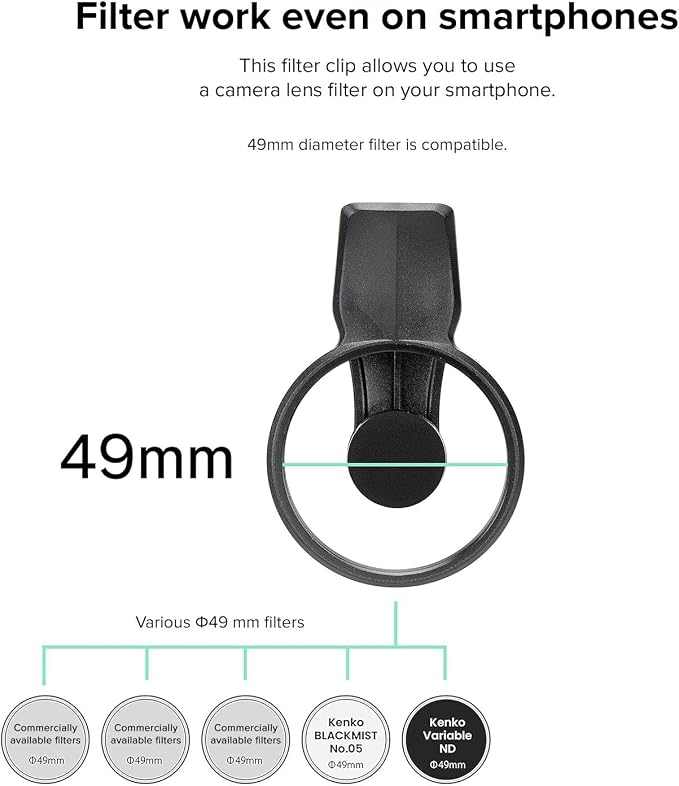 EXAPRO Filter Clip & Lens Hood Kit, Lens Accessory for Smartphone, forφ49mm Camera Lens Filter, Included Hood for Reduction Reflection of Glass, Compatible with iPhone/Android Smartphone, EXP-LH-01 - Image 4
