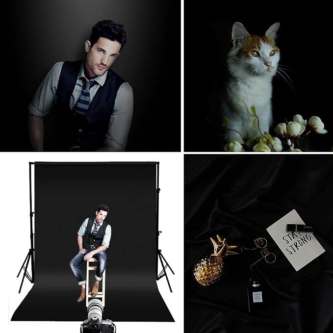 HEMMOTOP Black Backdrop, 10x12ft, Seamless Photography Background Screen | Polyester Fabric Cloth, Non Reflective, Seamless, Ideal for Photoshoot, Video Recording, Studio, Birthday, Wedding Party - Image 9