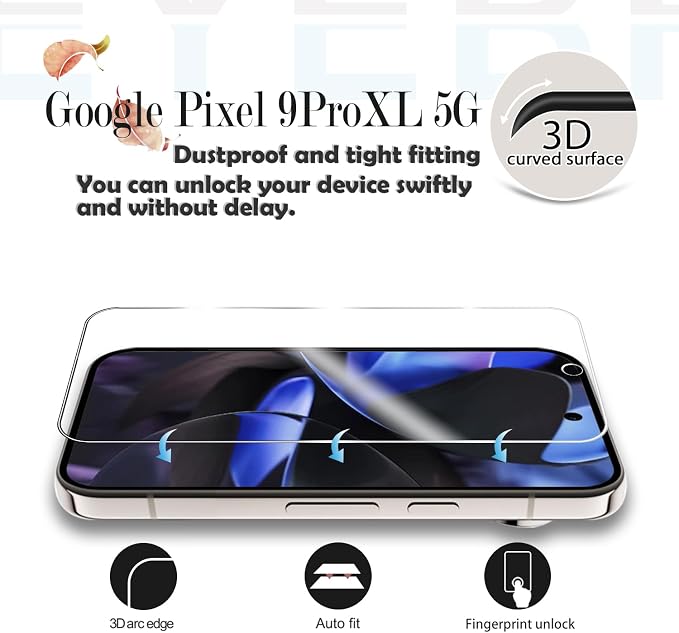 Screen Protector for Google Pixel 9 Pro XL, [2+2 Pack] Tempered Glass for Pixel 9 Pro XL & Camera Lens Protectors[Ultrasonic Fingerprint Unlock] [Case Friendly] [Bubble-Free] 6.8 Inches - Image 3