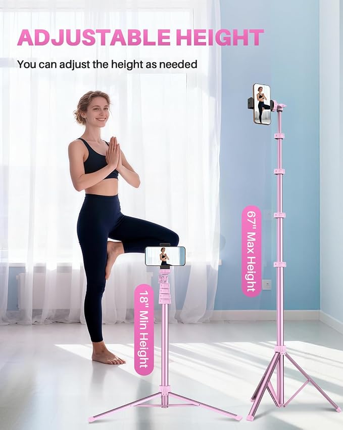 67" Phone Tripod, MIIASI Extendable Tripod for iPhone, Selfie Stick with Remote and Phone Holder, Compatible with iPhone/Android/Camera, Light Stand - Image 2