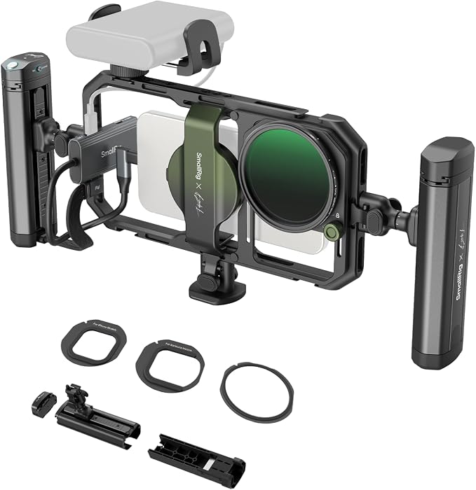 SmallRig x Brandon Li All-in-One Mobile Video Kit, Quick Release Universal Phone Video Rig Kit for iPhone for Samsung for Pixel, with Wireless Rotatable Handles for M.2 SSD w 67mm VND Filter - 4596 by SmallRig