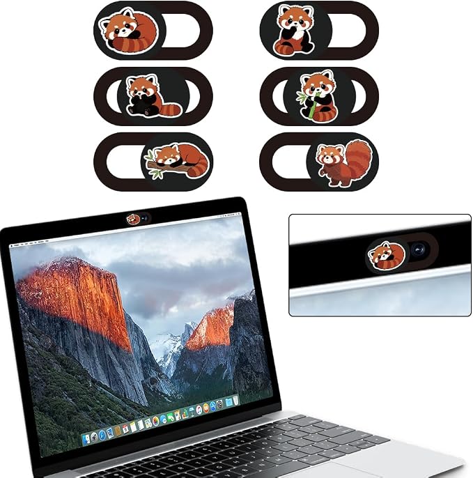 6Pcs 6 Styles Red Panda Camera Cover Slide Cute Privacy Guard Accessories, Phone Front Camera Blocker 0.04 Inch Ultra Thin for Laptop Desktop Computer Tablet Notebook Mini PC Office Use - Image 8