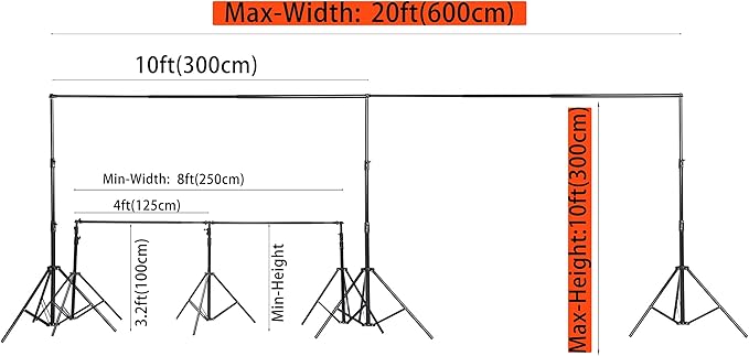 Kate 10x20ft (3x6m) Photography Backdrop Frame Stand for Room Set Adjustable Heavy Duty Photography Background Support System Kit - Image 2