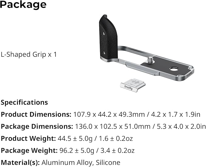 SmallRig X Half L-Shaped Grip for FUJIFILM X Half Camera, Built-in Quick Release Plate for Arca, Lightweight Ergonomic Silicone Handle with Hot Shoe Cover(Silver) - 5216 - Image 9