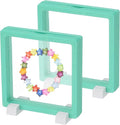 PATIKIL 2Pcs Floating Display Case, 4.3 Inch Jewelry Display Case Stand Challenge Coin Holder Frames Transparent Small Storage Box 3D for Necklace Bracelets Pendants, Sky Blue/White by PATIKIL