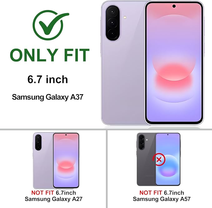 Gritup for Samsung Galaxy A37 5G Phone Case with Camera Cover | 2*Screen Protector | 360° Rotating Ring Kickstand, Military Grade Protective Cover para Samsung A 37, Black - Image 2