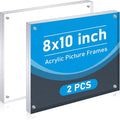Kigley 2 Pcs 8 x 10 Inch Acrylic Picture Frames, Clear Acrylic Photo Business Card Frame Desktop Display Double Sided Wallet Size Frame Freestanding Frames for Film Photos Cards Stamp by Kigley