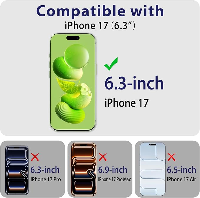 2 Pack Tempered Glass Screen Protector for iPhone 17 6.3-Inch | with 2 Pack Camera Lens Protector, Anti Scratch, Bubble Free, Case Friendly - Image 2