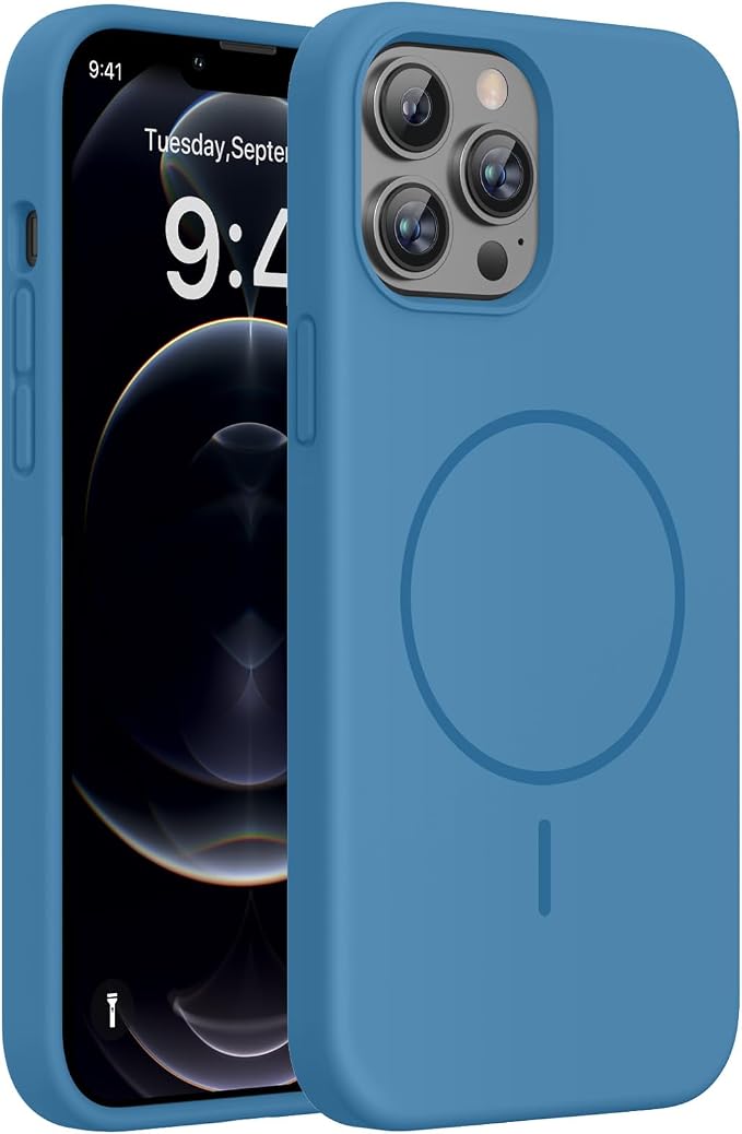 Miracase Silicone for iPhone 12 Pro Max Case, Capri Blue | Soft Anti-Scratch Microfiber Lining, Premium Silicone Cover Shockproof Drop Protection Phone Case for 12 Pro Max by Miracase