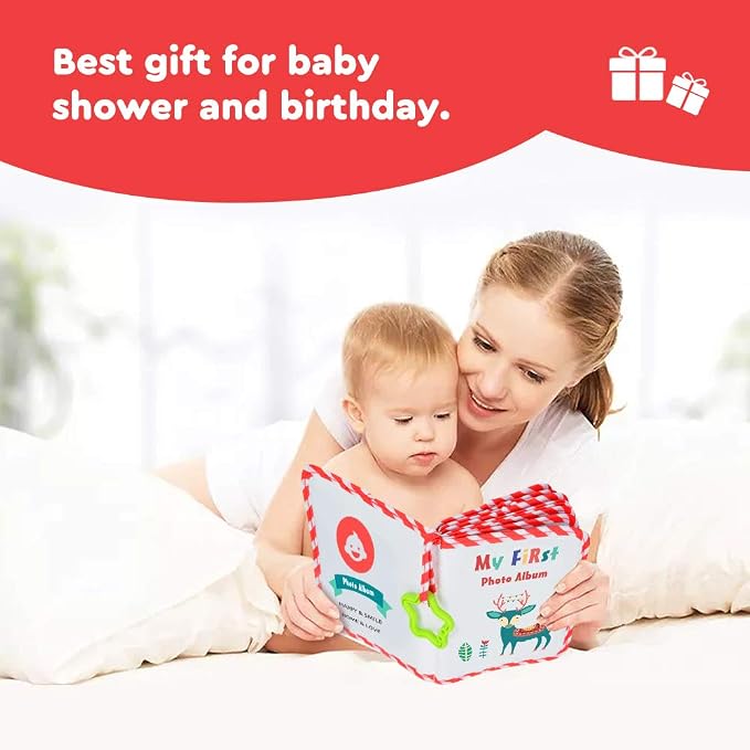 Baby Photo Album, My First Photo Album for Baby & Toddler, Red | 17 Photo Slots(4×6"), Soft Anti-Scratch Edges, Shatterproof Safety Mirror, Star Hanging Hook, Family Memory Keepsake Book - Image 6