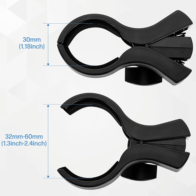 Large Microphone Clips for Mics with Outer Diameter 1.26" to 2.3" | Adjustable Mic Holder, Premium ABS, Inside sponge to protect microphones, With 5/8" Male to 3/8" Female Screw Adapter - Image 4