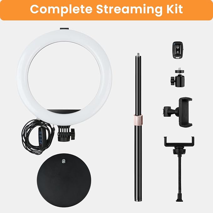 MACTREM 10“ Desk Ring Light with Stand, Desktop LED Circle Halo Light with Phone Holder for Computer Zoom Meeting, Laptop Light for Conference Video Calls, Live Streaming, Podcast, Selfie, Makeup - Image 8