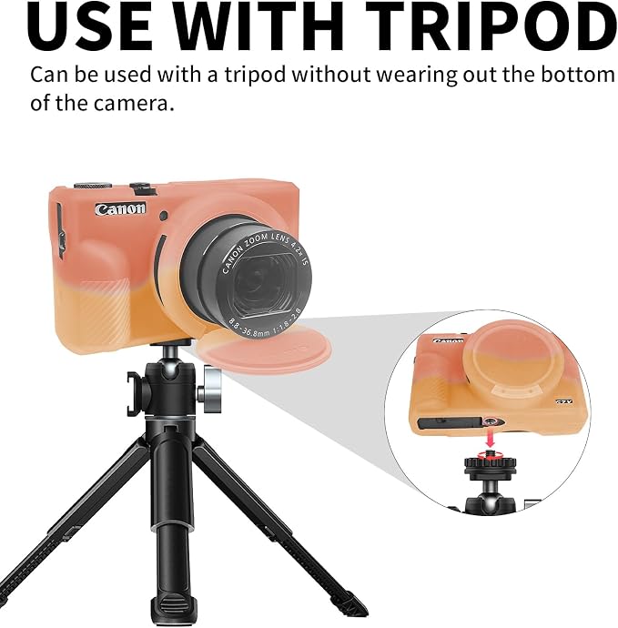 Easy Hood Camera Case Cover for Canon Powershot G7X Mark III(Red Orange) | With Removable Lens Cover,Soft Silicone Protective Case,Anti-Scratch,Slim Fit,Enhanced Grip,Lightweight Camera Accessories - Image 4