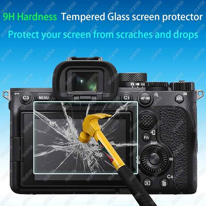 ULBTER Screen Protector for Sony Alpha A7 IV A7IV A74 [3+2 Pack] | 3 PCS A7M4 7 IV Tempered Glass Cover + 2 Hot Shoe Cover 0.3mm 9H Hardness Anti-Scrach Anti-Bubble - Image 3