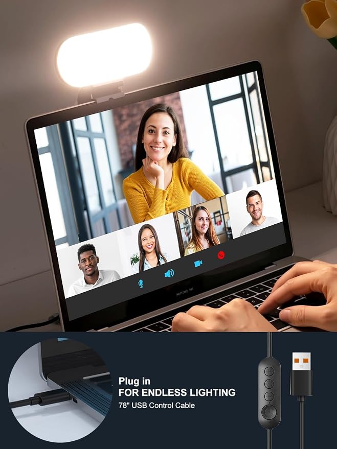 Video Conference Lighting & Computer Light – USB LED Panel for Laptop & Desktop, Plug-and-Play Webcam Light for Zoom, Teams, Streaming & Remote Work, 3 Color Modes & 10 Brightness Levels - Image 6