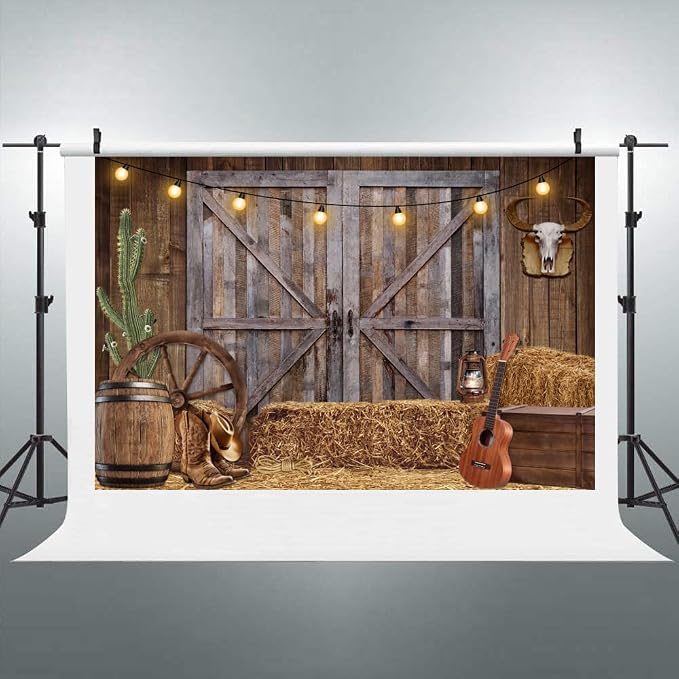 Western Cowboy Backdrop 7x5ft Western Party Decorations Wild West Saloon Rodeo Barn Photography Background Cowboy Theme Birthday Party Decor Banner Photoshoot Supplies - Image 5