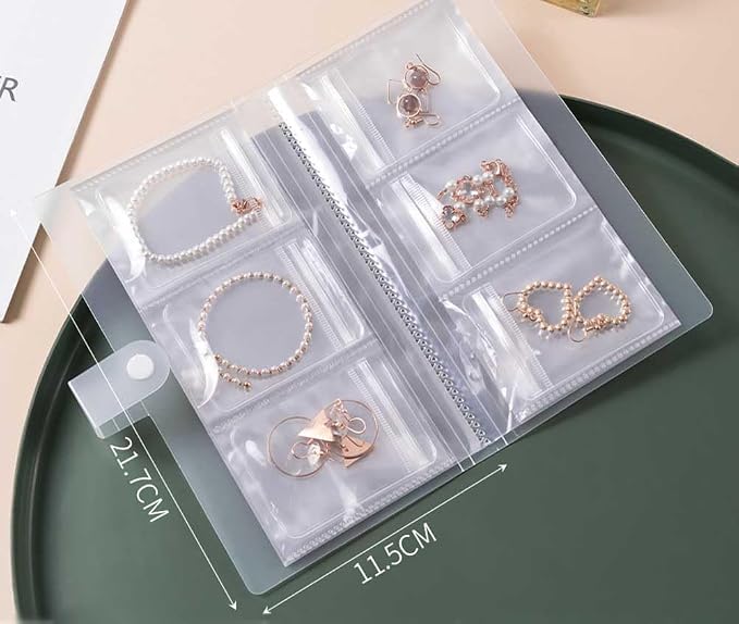 1 Pc Transparent Jewelry Storage Book 84 Pockets Jewelry Album Portable Travel Jewelry Organizer with 60 Pcs Small Clear Plastic Bags for Rings, Necklaces, Bracelets, Studs, Earrings, Brooches - Image 6