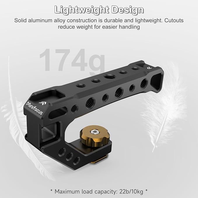 Top Handle with Cold Shoe Mount, Lightweight Handle Grip for Camera Cage, Universal Camera Top Handgrip with 4 Cold Shoe and 1/4" & 3/8" Holes for Camera Cage, Microphone, LED Light, Monitor - Image 6