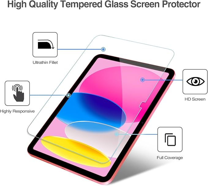 ProCase 2 Pcs Screen Protector for iPad A16 10th with Camera Lens Protector | Tempered Glass for 11" iPad 2025 11th & 10.9 10th Generation -Glitter Pink - Image 5