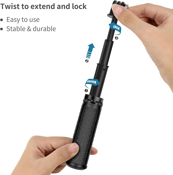Mini Selfie Stick Tripod for GoPro Hero 13 12 11 10 9 Max Mission | Portable Action Camera Handle Grip, Extension Pole for DJI Osmo Action 6 5 Pro 4 Nano, Pocket Size Vlog Stand - Image 2