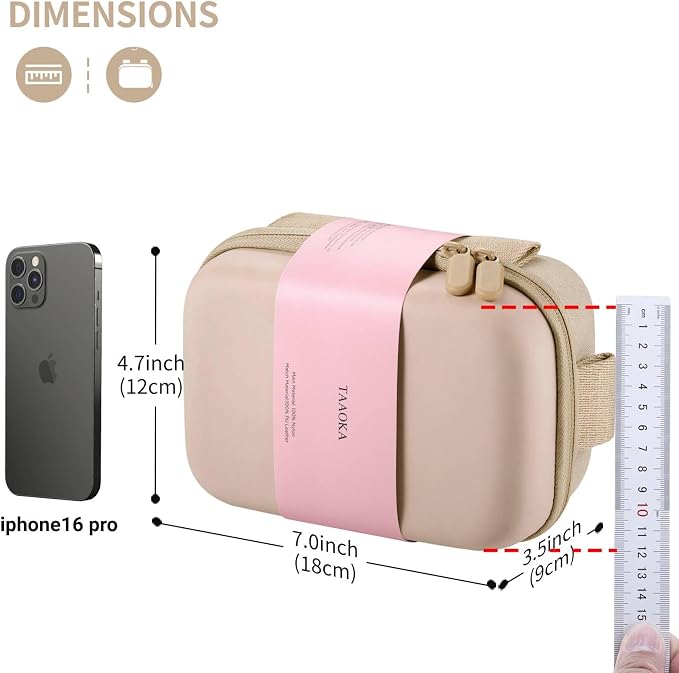 TAAOKA Digital Camera Case, Protective & Lightweight Camera Case with 3 Carrying Ways, Waterproof & Shockproof Small Camera Bag for PowerShot/Sony DSCW800/DSCW830 - Beige - Image 8