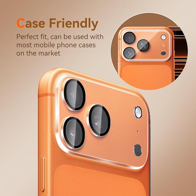 Camera Lens Protector for iPhone 17 Pro Max 6.9",9H Tempered Glass，Ultra HD, Scratch Resistance Easy to Install，Case Friendly， 3-Pack - Image 4