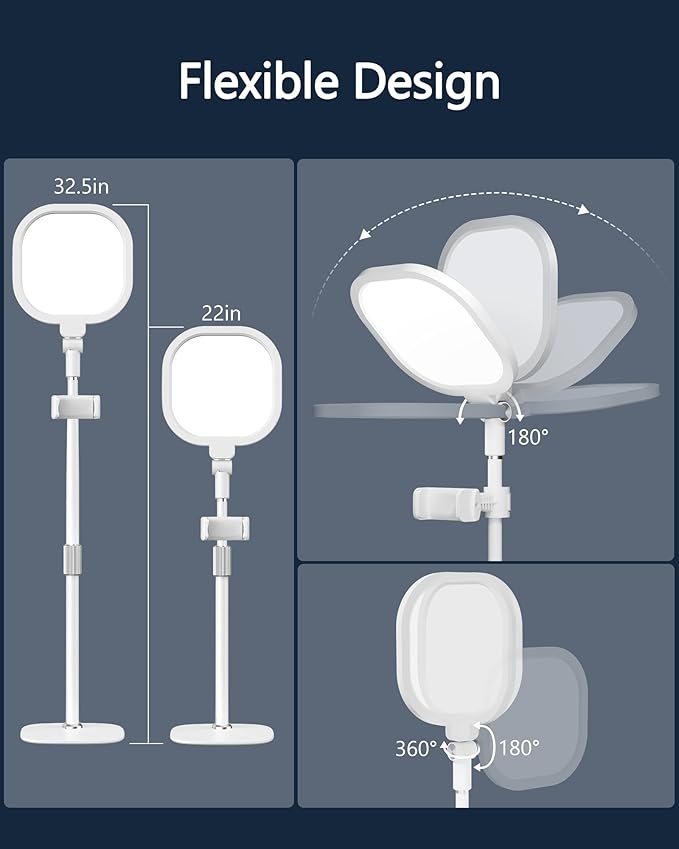 Desk Ring Light with Stand for Computer, Video Calls, Webcam - White | 30 Light Modes Video Conference Lighting for Zoom, Meetings, Streaming, Podcast, Laptop, Home Office. CRI 97.8 - Image 5