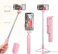 Selfie Stick Tripod, 40in Retractable Phone Tripod with Wireless Remote Control & Light, Portable Selfie Stick Tripod for Photograph, Video Recording, Compatible with All Cellphones (Pink) by ProvideThePerfectChoice