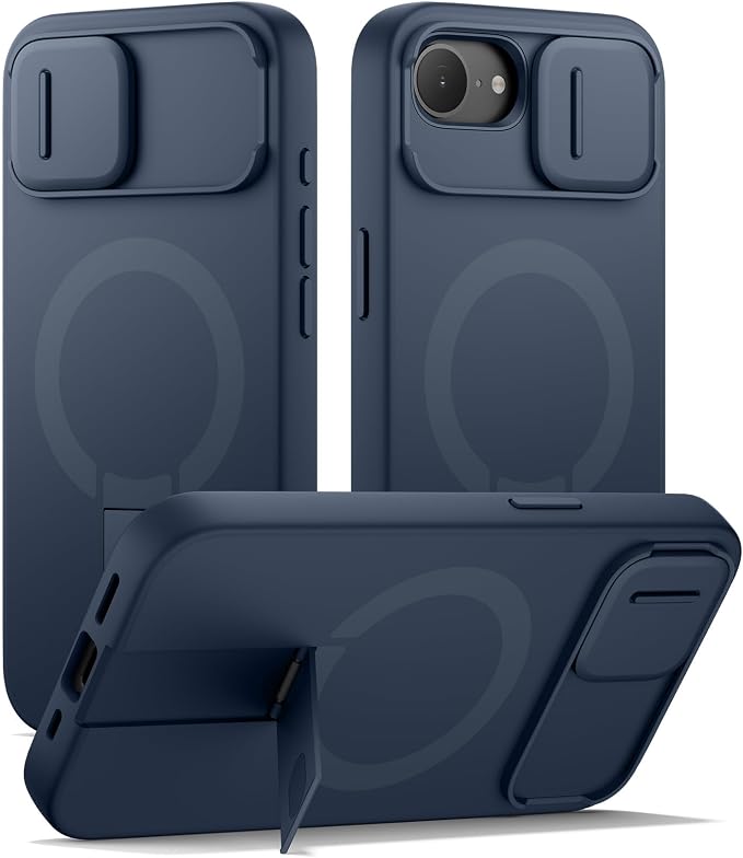 SURITCH for iPhone 17e/16e Case with Magnetic Camera Slide Cover and Adjustable Kickstand, Compatible with MagSafe, Shockproof Bumper Case Slim Protective Cover 6.1 Inch,Blue by SURITCH