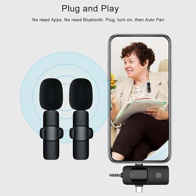 Mini Microphone, 3 in 1 Wireless Microphone for iPhone, iPad, Android, Camera, Professional Wireless Lavalier Lapel Mics for Recording, YouTube, TikTok - Image 5