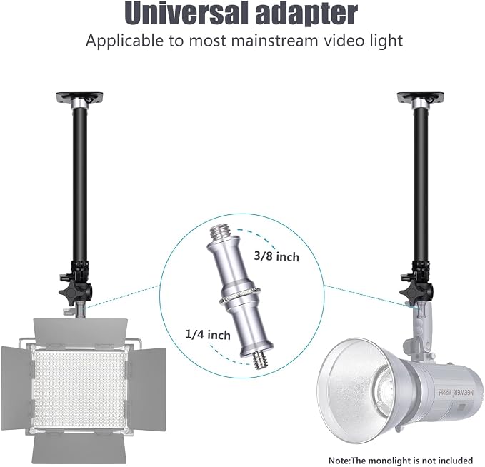 Neewer Wall Mounting Boom Arm 15-23.6 inches/38-60 Centimeters Adjustable Length with 1/4 inch to 3/8 inch Universal Adapter for Photo Studio Video Light, Monolights Photography - Image 3