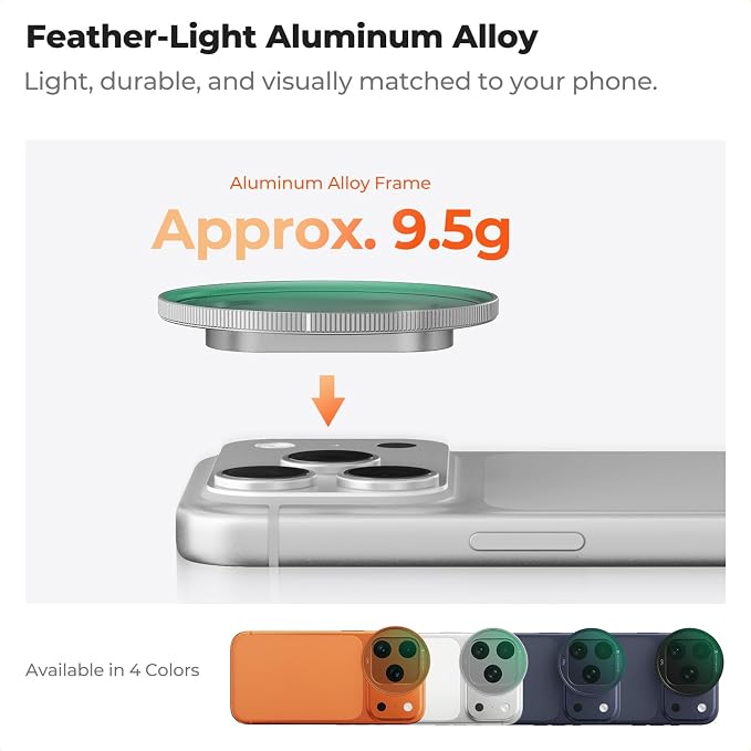 K&F CONCEPT Snap-On CPL Filter Compatible with iPhone 17 Pro Max/17 Pro | 9.5g Ultra-Lightweight Polarizing Filter with Snap-on Deco Mount, AGC Glass 28-Layer Coating Anti-Reflection, FA301 - Image 7