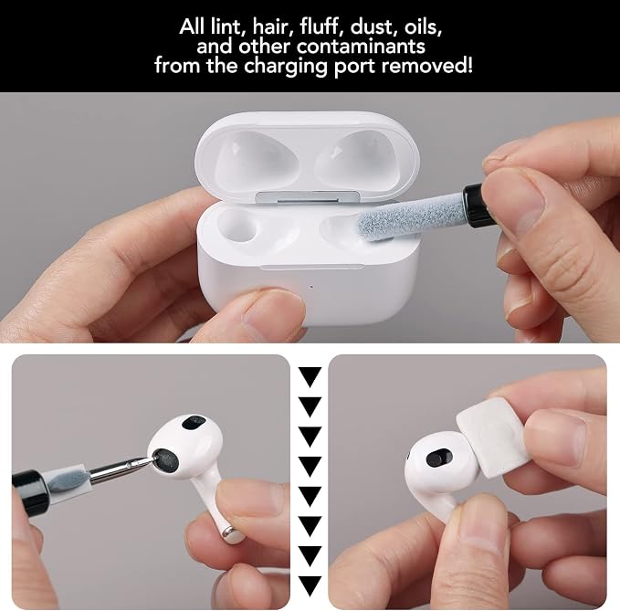iPhone Cleaning Kit for Charging Port Cleaner,Lightning Charger Connector | Speaker Cable,AirPod Pro Cell Phone，Cleaning Putty，Repair Restore Tool,Thin Cleaning Brushes,Microfiber Cloths,Port Pick - Image 5