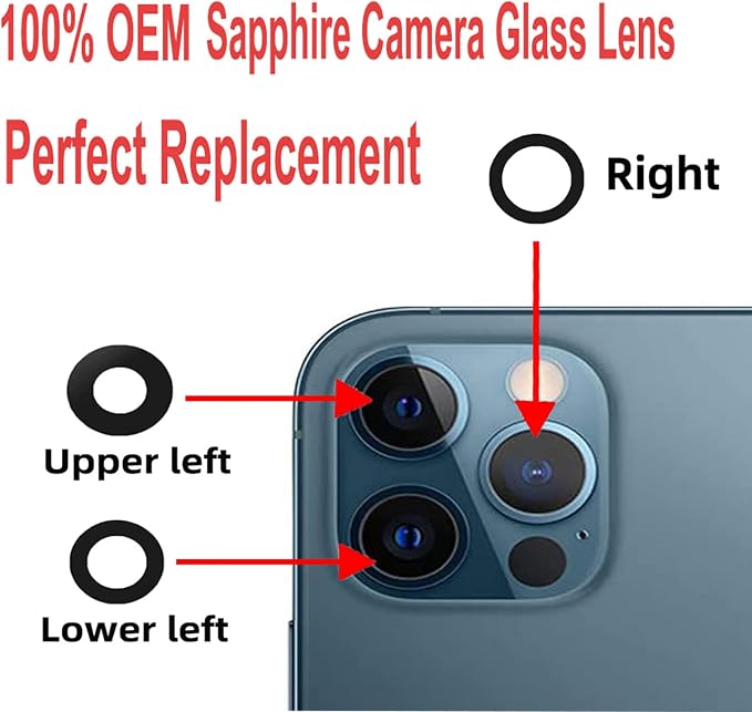 LEAFE for iPhone 12 Pro Max Camera Lens Replacement | 2 Set OEM Original Back Rear Camera Lens Glass Replacement Kit for iPhone 12 Pro Max with Pre-Installed Adhesive - Image 4