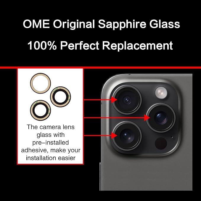 2PCS for ASDAWN Back Rear Camera Lens Glass Replacement for iPhone 15 Pro Max 6.7 Inches with Pre-Installed Adhesive, ASDAWN Back Camera Lens Glass kit with Installation Manual + Repair Tool Set - Image 4