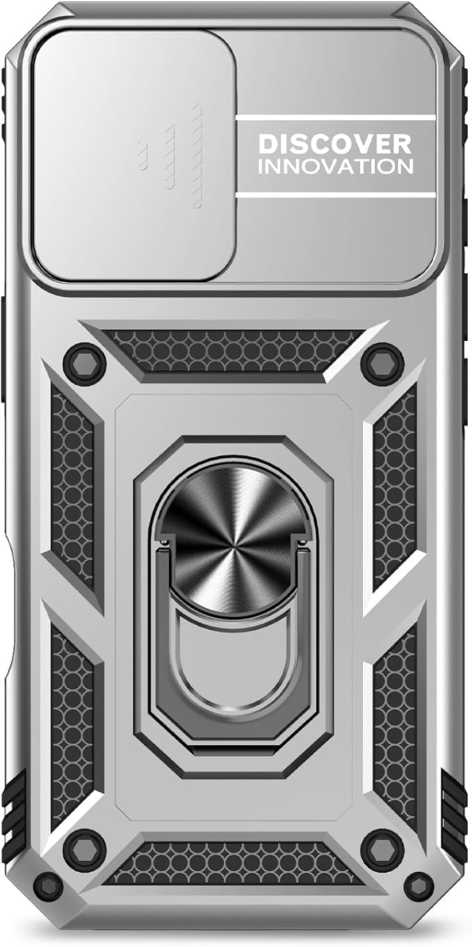 SunStory Compatible with iPhone 17 Case with HD Screen Protector & Slide Camera Cover & Rotated Ring Kickstand, [Military-Grade] iPhone Case for iPhone 17, Silver - Image 9