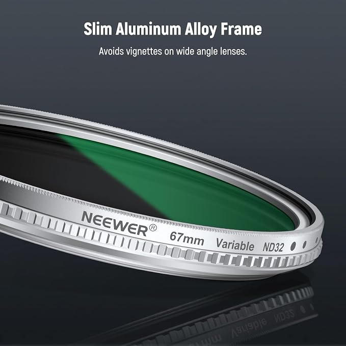 NEEWER 67mm Variable ND Filter, Slim HD ND2-32 Adjustable Neutral Density Filter Compatible with iPhone Android Samsung Camera Lens, Clip Not Included - Image 8