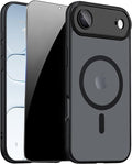 for iPhone Air Case with Privacy Screen Protector, Black | Full Camera Protection, Magnetic, Compatible with MagSafe, Translucent Matte Shockproof Phone Cover for iPhone 17 Air by ZOZDOKG