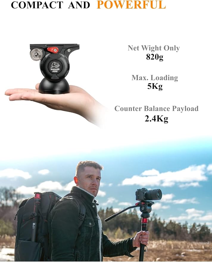 IFOOTAGE Cobra 3 Strike A150S+K5S Aluminum Camera Monopod 59" | Travel Monopod with Feet, 1/4" & 3/8" Quick Release Compatible with Sony Canon Nikon DSLR Camera, Payload 11lb - Image 4