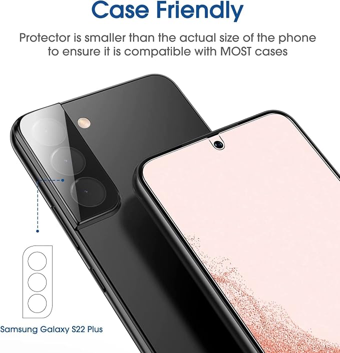 amFilm OneTouch for Samsung Galaxy S22+ Plus Screen Protector TemperedGlass | Auto-Alignment, 30s Install, Bubble Free, Scratch & Drop Protection, HD Clear, Camera Lens Protector, 2+2 Pack (S22P-6.6'') - Image 5