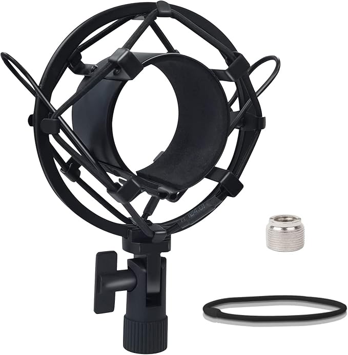 SUUNTOK Shock Mount Microphone Holder Anti-Vibration Suspension Shock Mount Holder Clip for 47mm-53mm Diameter Condenser Mic Like AT2020, AKG P120, Rode NT1A, TLM102 (Black) by Grneric